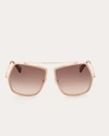 MAX MARA WOMEN'S SHINY ROSE GOLD & BROWN GRADIENT GEOMETRIC SUNGLASSES