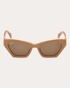 MAX MARA WOMEN'S SEMI-SHINY CAMEL & BROWN CAT-EYE SUNGLASSES