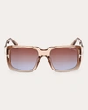 Tom Ford Ryder-02 Gradient Square Transparent Acetate Sunglasses In Neutrals
