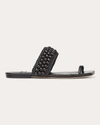 Jimmy Choo Amoure Flat Embellished Raffia Sandals In Black/black