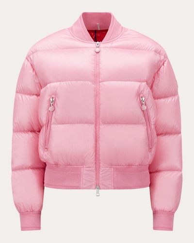 Moncler Merlat Quilted Down Bomber Jacket In Pink