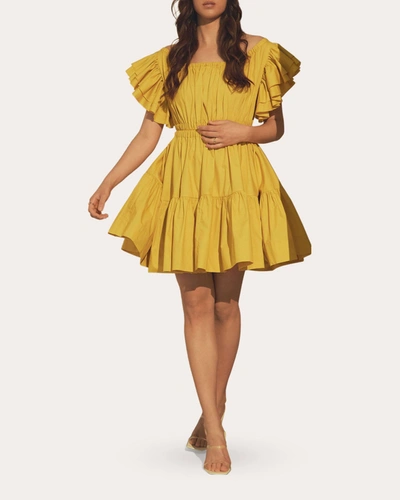 Vasiliki Ava Ruched Mini Dress In Yellow