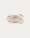 Spinelli Kilcollin Women's Cancer Deux 18k Two-tone Gold Sterling Silver And Diamond Linked Rings In Gold/silver