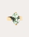 Short & Suite Women's 14k Gold-plated Swarovski Crystal Ring In Green