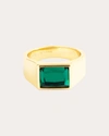 SHORT & SUITE WOMEN'S GREEN SWAROVSKI STONE SQUARE RING