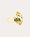 SHORT & SUITE WOMEN'S LIGHT YELLOW SWAROVSKI STONE OVAL RING 14K GOLD