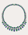 Anabela Chan 18k White Gold And Rhodium Vermeil Emerald Sapphire Tutti Frutti Necklace In Green