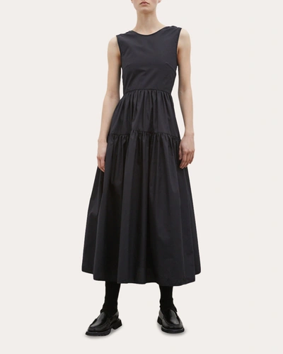 Cecilie Bahnsen Ruth Sleeveless Cotton Midi Dress In Black