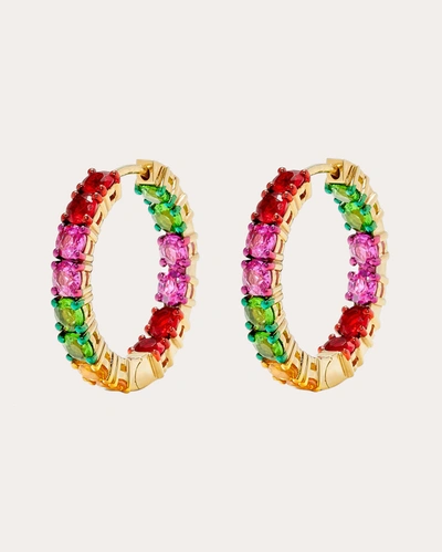 Yvonne Léon Women's Rainbow Crystal & Citrine Hoop Earrings