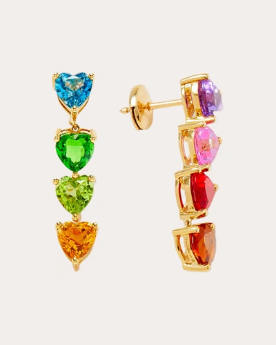 Yvonne Léon Women's Rainbow Gemstone Heart Drop Earrings