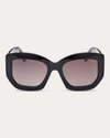 EMILIO PUCCI WOMEN'S SHINY BLACK & SMOKE GRADIENT GEOMETRIC SUNGLASSES