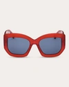 EMILIO PUCCI WOMEN'S SHINY RED & BLUE GEOMETRIC SUNGLASSES