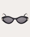 MAX MARA WOMEN'S SHINY BLACK & SMOKE GEOMETRIC SUNGLASSES