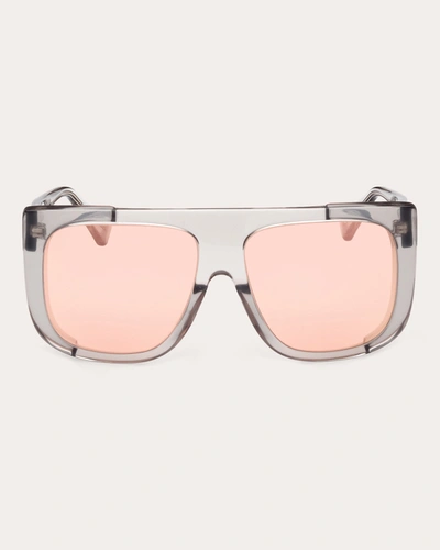 MAX MARA WOMEN'S TRANSPARENT GRAY & ROVIEX MIRROR EILEEN SHIELD SUNGLASSES