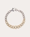 SHERYL LOWE WOMEN'S TWO-TONE PAVÉ DIAMOND TAPERED LINK CURB CHAIN BRACELET