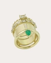 Type Jewelry Women's Type Stack 14k Gold Sapphire Emerald And Diamond Ring In White Sapphire/emerald