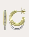 Type Jewelry 14k Yellow Gold Tube Drip Hoop Earrings With Diamonds In Gold