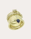 Type Jewelry Women's Type Stack 14k Gold Sapphire And Diamond Ring In White Sapphire/blue Sapphire