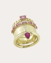 Type Jewelry Women's Type Stack 14k Gold Pink Sapphire Ruby And Diamond Ring In Pink Sapphire/ruby