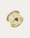 Type Jewelry Women's Mini Type Stack 14k Gold Pink Sapphire Ruby And Diamond Ring In Pink Sapphire/ruby