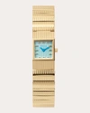 BREDA WOMEN'S AQUA & 18K GOLD-PLATED GROOVE BRACELET WATCH