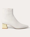 Simkhai Ryder Leather Square Toe Ankle Booties In White