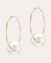 THE GILD WOMEN'S SMALL FLOATING PEARL HOOP EARRINGS