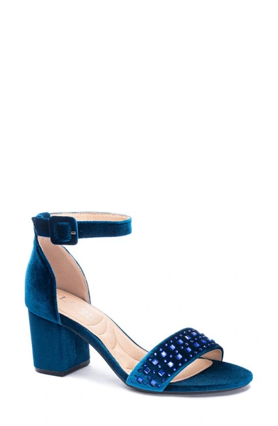 Cl By Laundry Josilin Womens Velvet Ankle Strap Block Heel In Blue