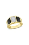 Delmar Black Onyx & Diamond Square Ring In Black