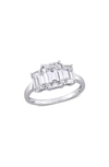 Delmar Emerald Cut Lab Created Moissanite Ring In Silver