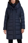 Tahari Petites Mia Womens Puffer Warm Quilted Coat In Galaxy