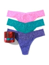 HANKY PANKY HOLIDAY 3 PACK SIGNATURE LACE ORIGINAL RISE THONGS
