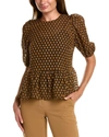 Nanette Lepore Clipped Dot Blouse In Black