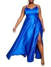 B Darlin Plus Womens Satin Juniors Evening Dress In Blue