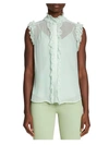7 FOR ALL MANKIND WOMENS SHEER V NECK BUTTON-DOWN TOP