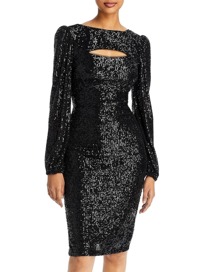 Aqua Womens Sequined Cut-out Cocktail And Party Dress In Black