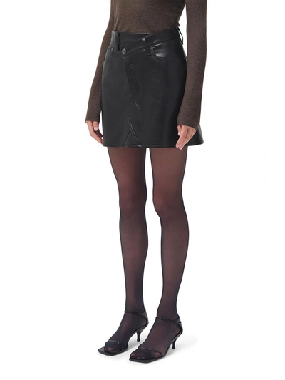 Agolde Criss Cross Recycled Leather-blend Mini Skirt In Black