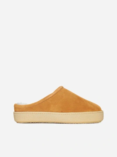 Isabel Marant Fozee Suede Flatform Mules In Camel