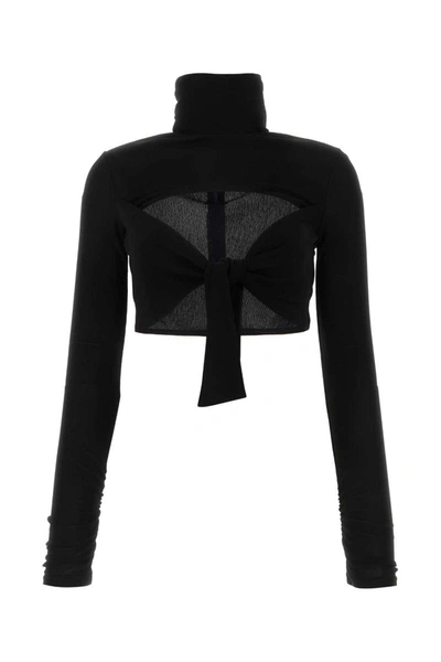 Msgm Top In Viscosa Nera Donna In Black