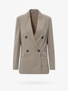 Brunello Cucinelli Double-breasted Blazer With Monili In Beige