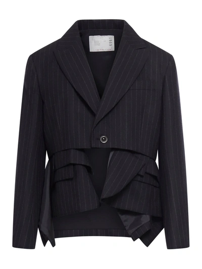 Sacai Chalk Stripe Jacket In Black