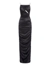 Del Core Draped Silk Maxi Dress In Black