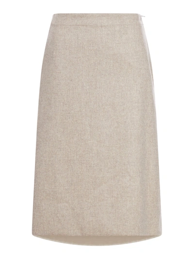 Jil Sander Slightly A Line Knee Length Skirt With Side Seam Pockets In Nude & Neutrals