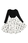 Joe-ella Kids' Eiffel Tower Long Sleeve Dress In White