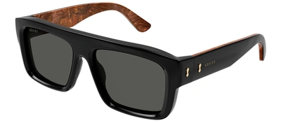 Gucci Gg1461s M 001 Flat Top Sunglasses In Grey