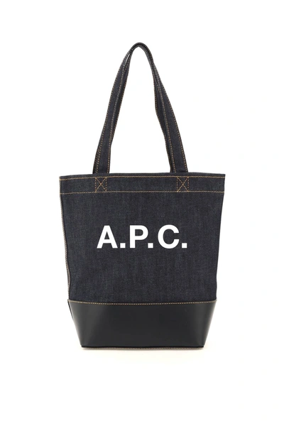 Apc Axel Small Denim Tote Bag In Blue