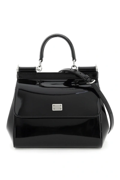 Dolce & Gabbana Patent Leather 'sicily' Handbag In Black