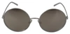 Dolce & Gabbana Silver Plated Round Gray Le Nses Women Sunglasses In Silver