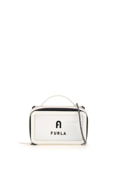 Furla Babylon Logo-print Mini Crossbody Bag In White,black
