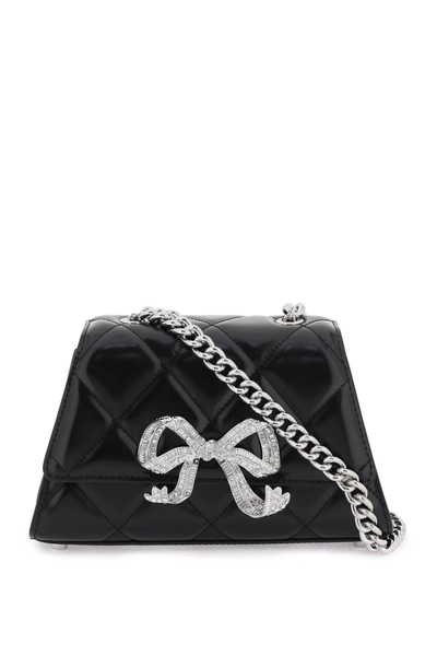 Self-portrait Black Quilted Shoulder Mini Bow Bag